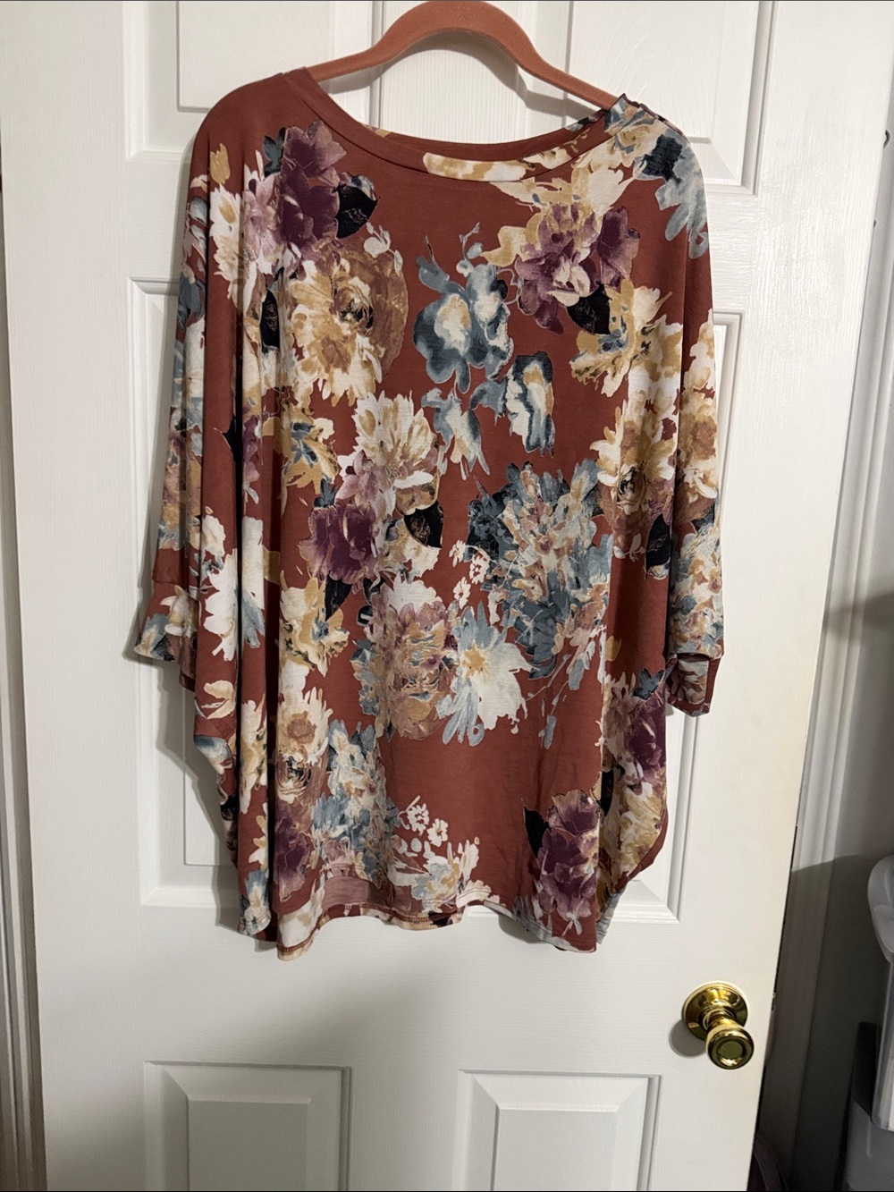Sew In Love Rust Floral Dolman Tunic